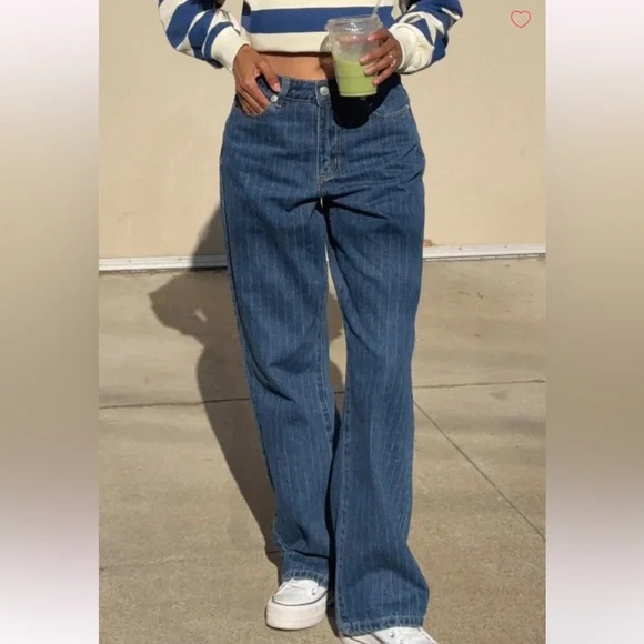 beginning boutique pinstripe slouchy jeans - Picture 6 of 7
